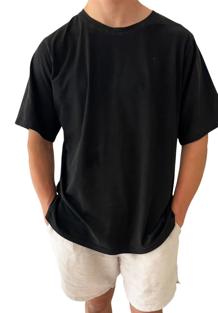 ATeesha Black Boxy  Cotton T-Shirt