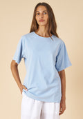 ATeesha Sky Boxy Distressed Cotton T-Shirt