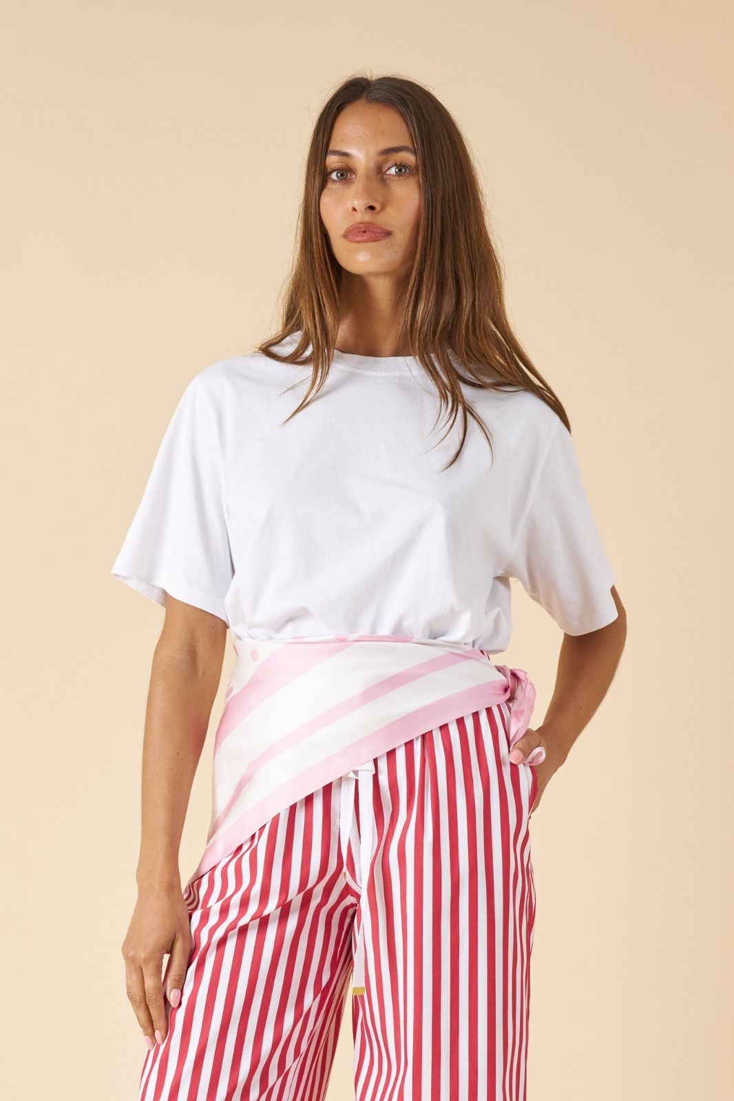 ATeesha White Boxy Distressed Cotton T-Shirt