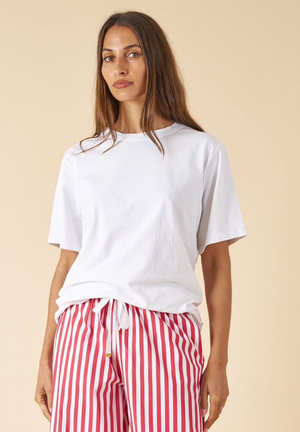 ATeesha White Boxy Distressed Cotton T-Shirt