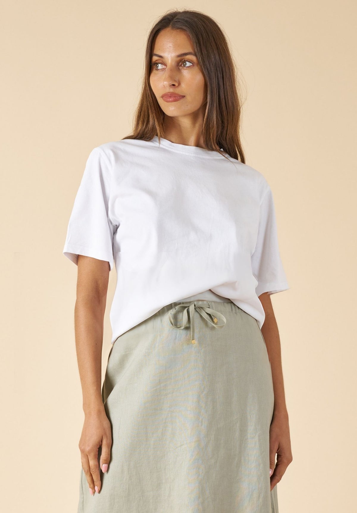 ATeesha White Boxy Distressed Cotton T-Shirt