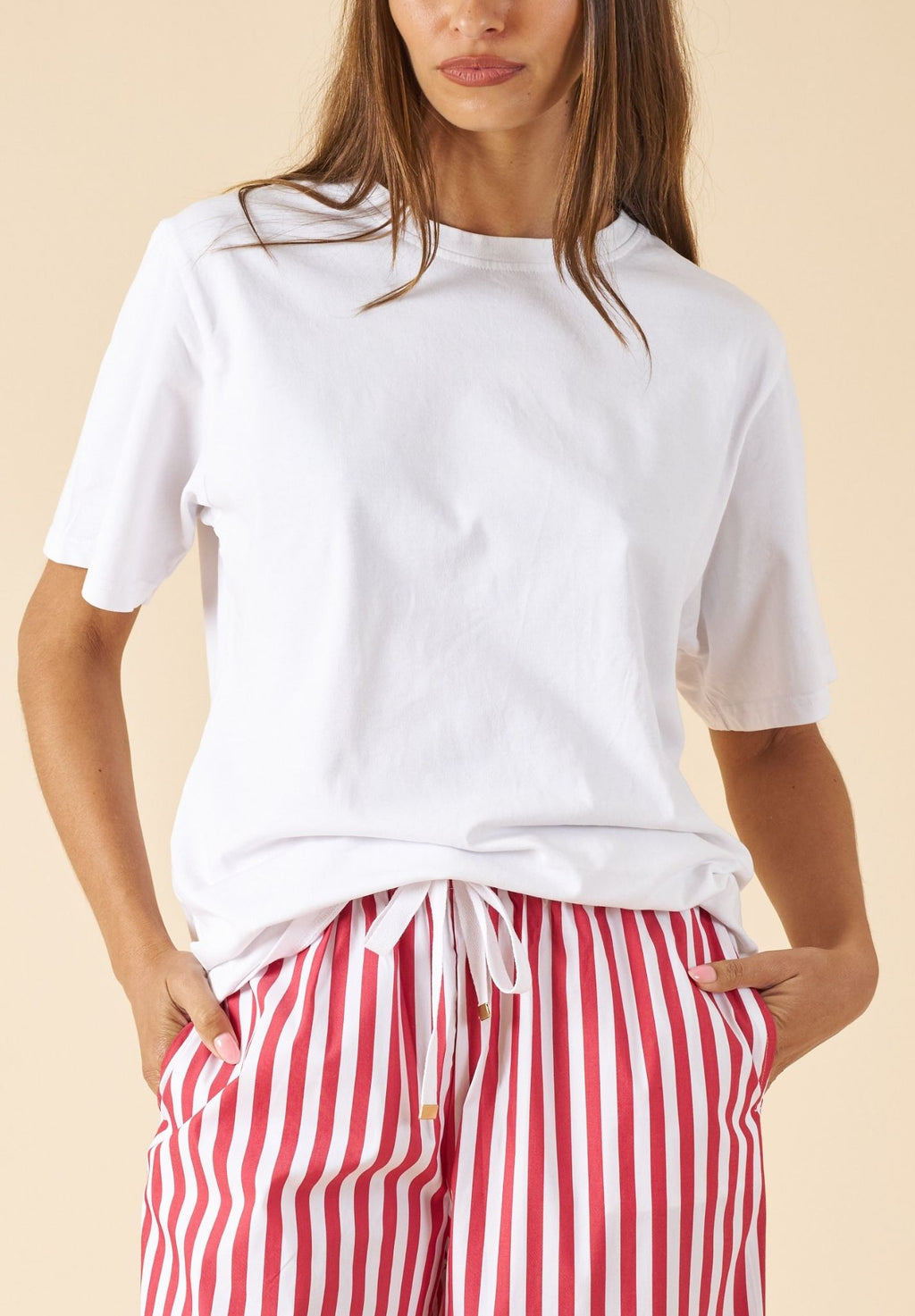 ATeesha White Boxy Distressed Cotton T-Shirt