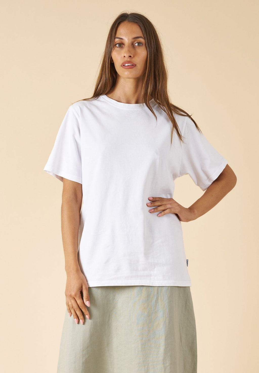 ATeesha White Boxy Distressed Cotton T-Shirt