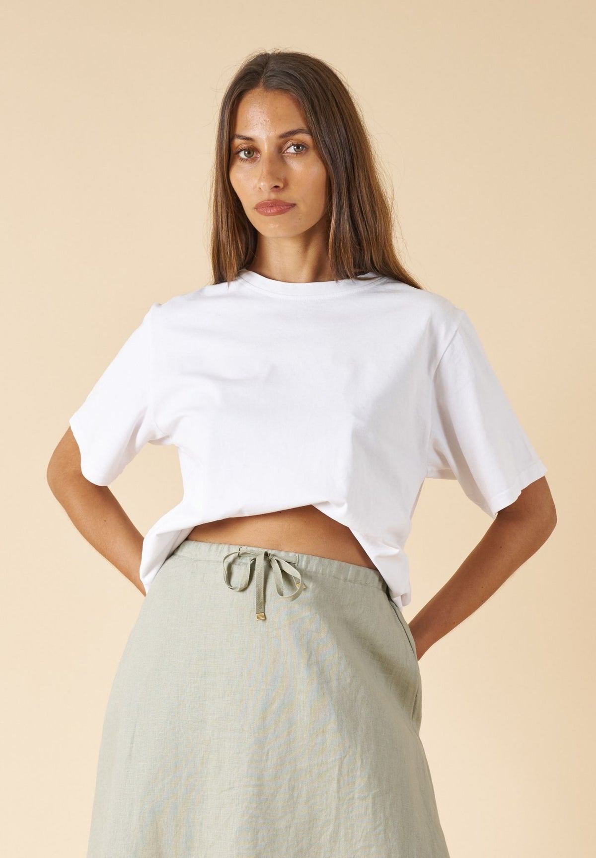 ATeesha White Boxy Distressed Cotton T-Shirt