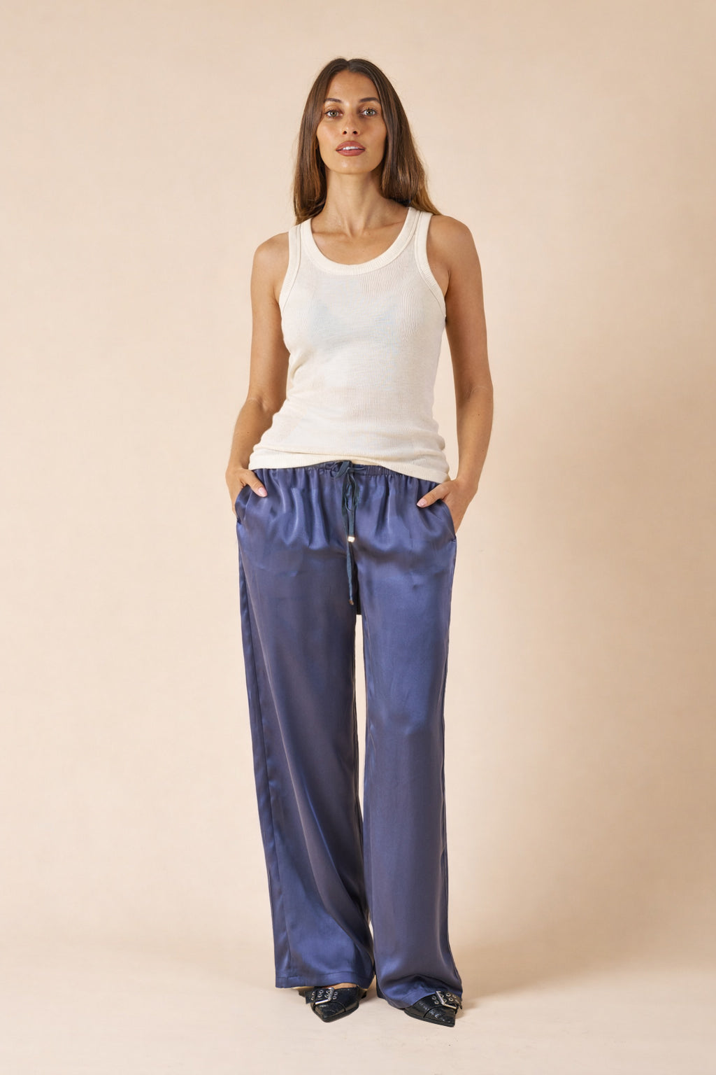 Tegan Cream White Merino Tank