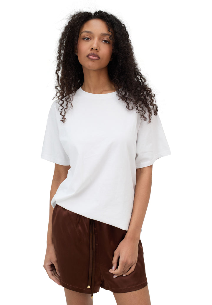 ATeesha White Boxy Distressed Cotton T-Shirt
