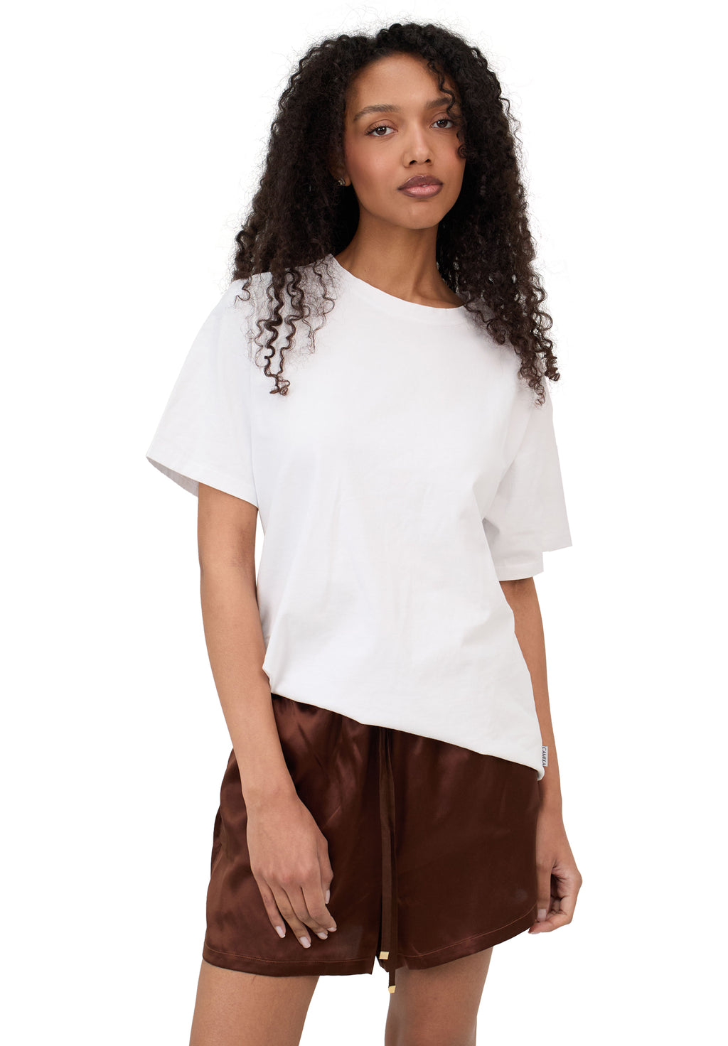 ATeesha White Boxy Distressed Cotton T-Shirt