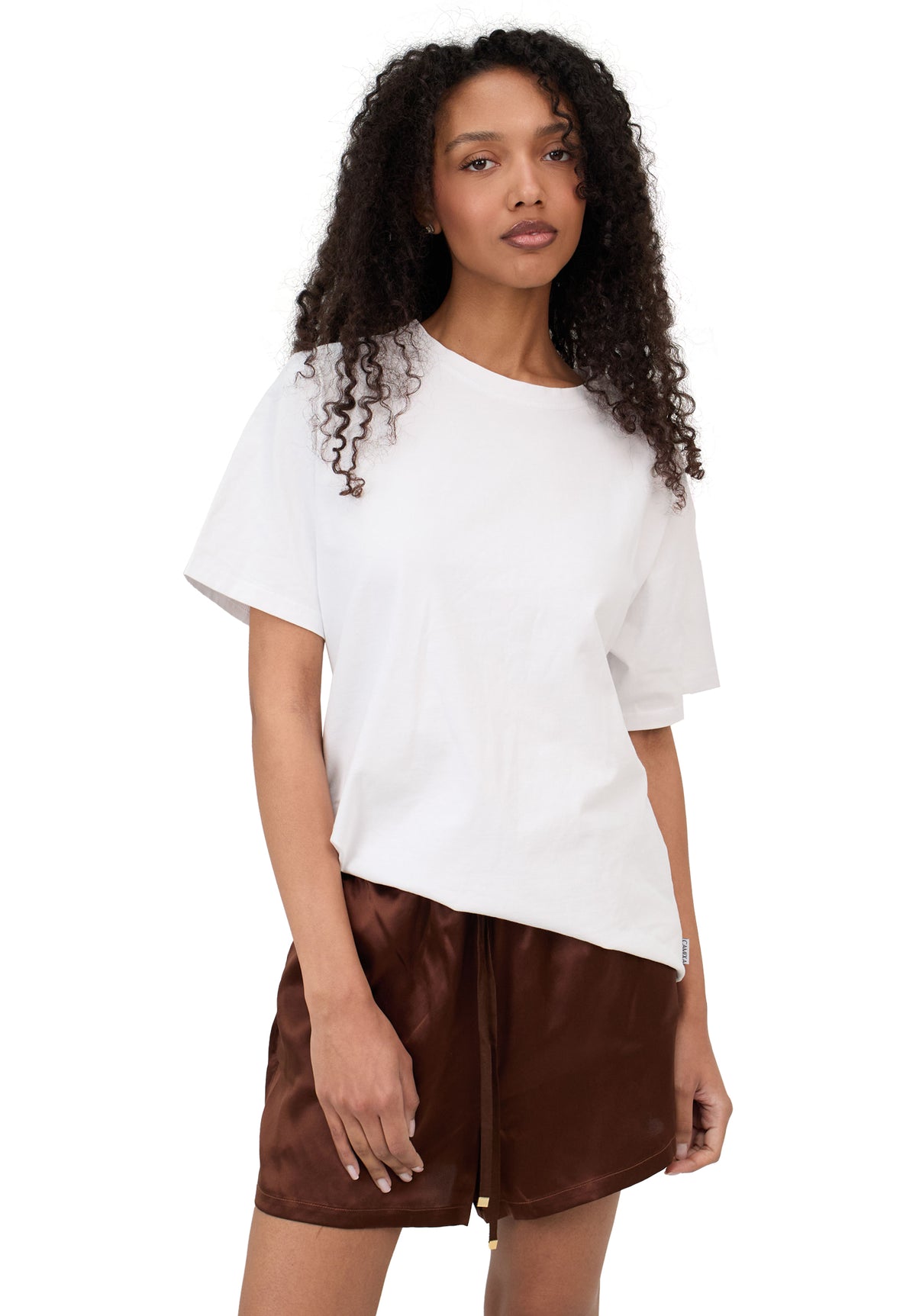 ATeesha White Boxy Distressed Cotton T-Shirt