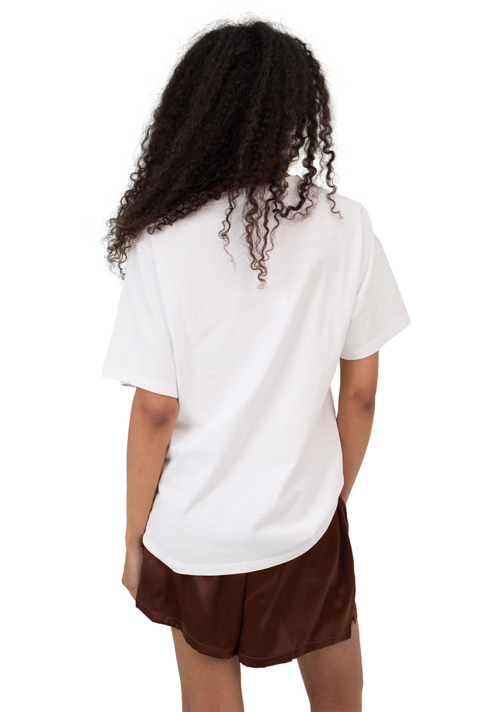 ATeesha White Boxy Distressed Cotton T-Shirt