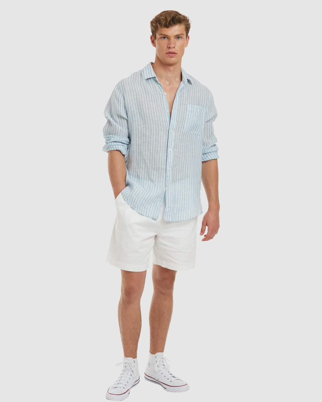 Antibes Chambray Stripes Linen Shirt - Casual Fit