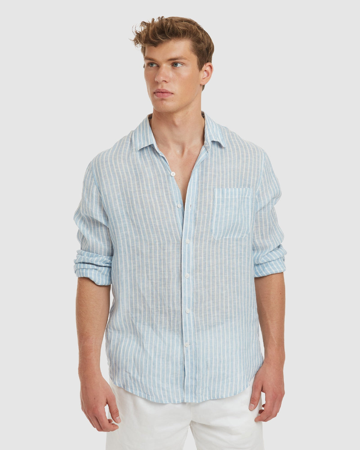 Antibes Chambray Stripes Linen Shirt - Casual Fit