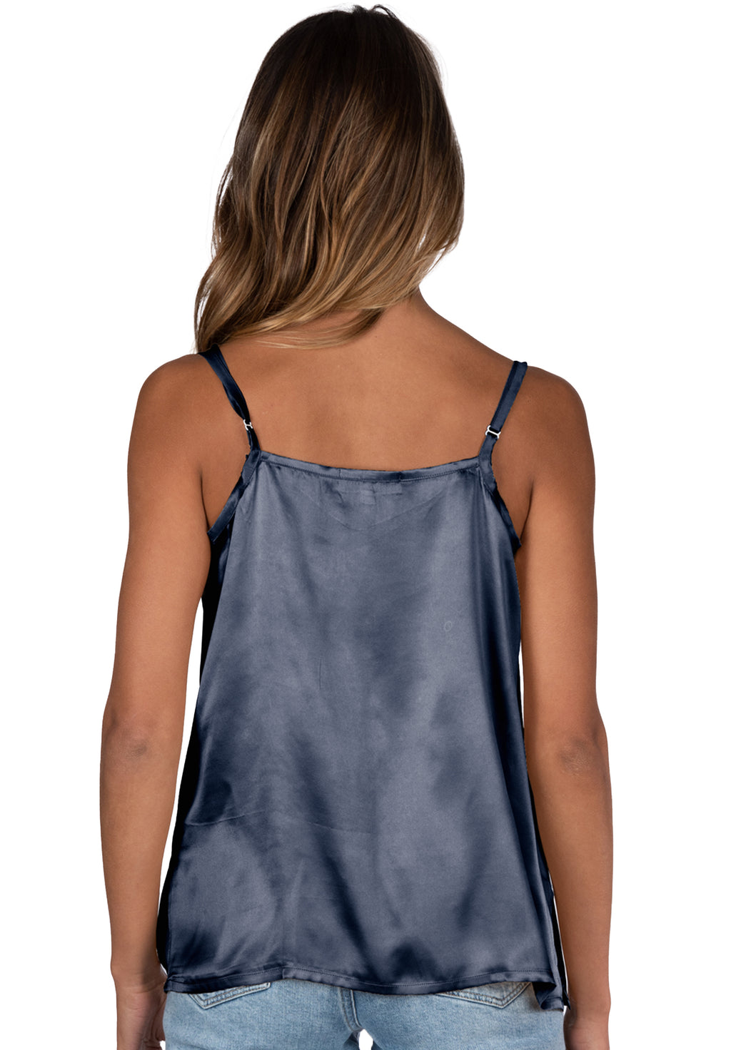 Cami Silk Avio Blue, 100% Satin Silk Camisole
