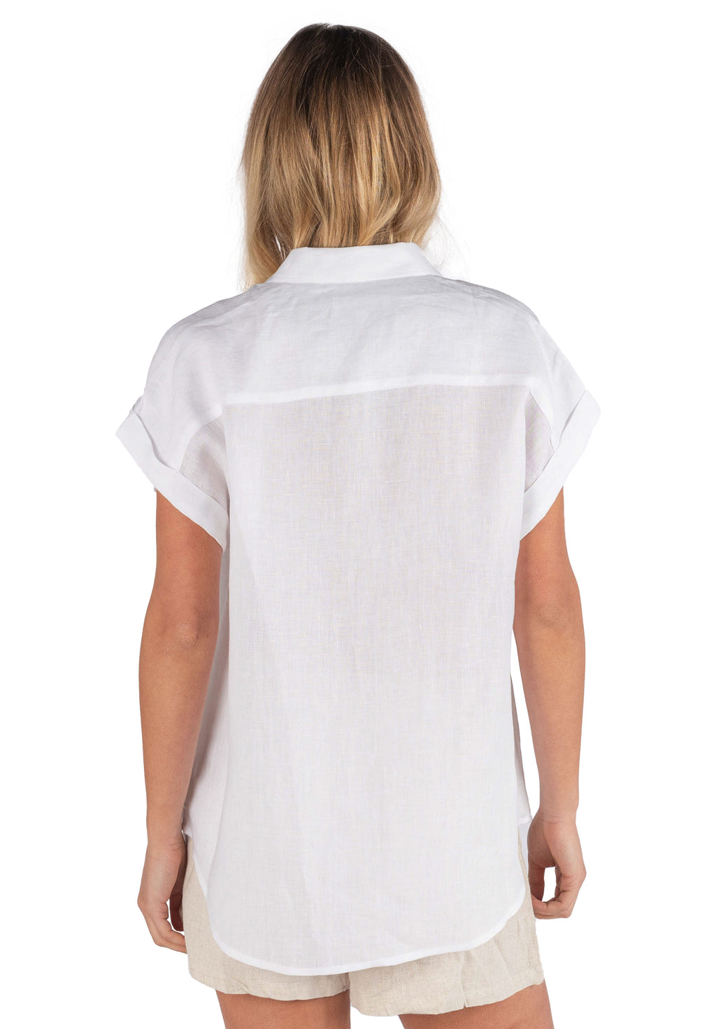 Capri White Short Sleeve Linen Shirt