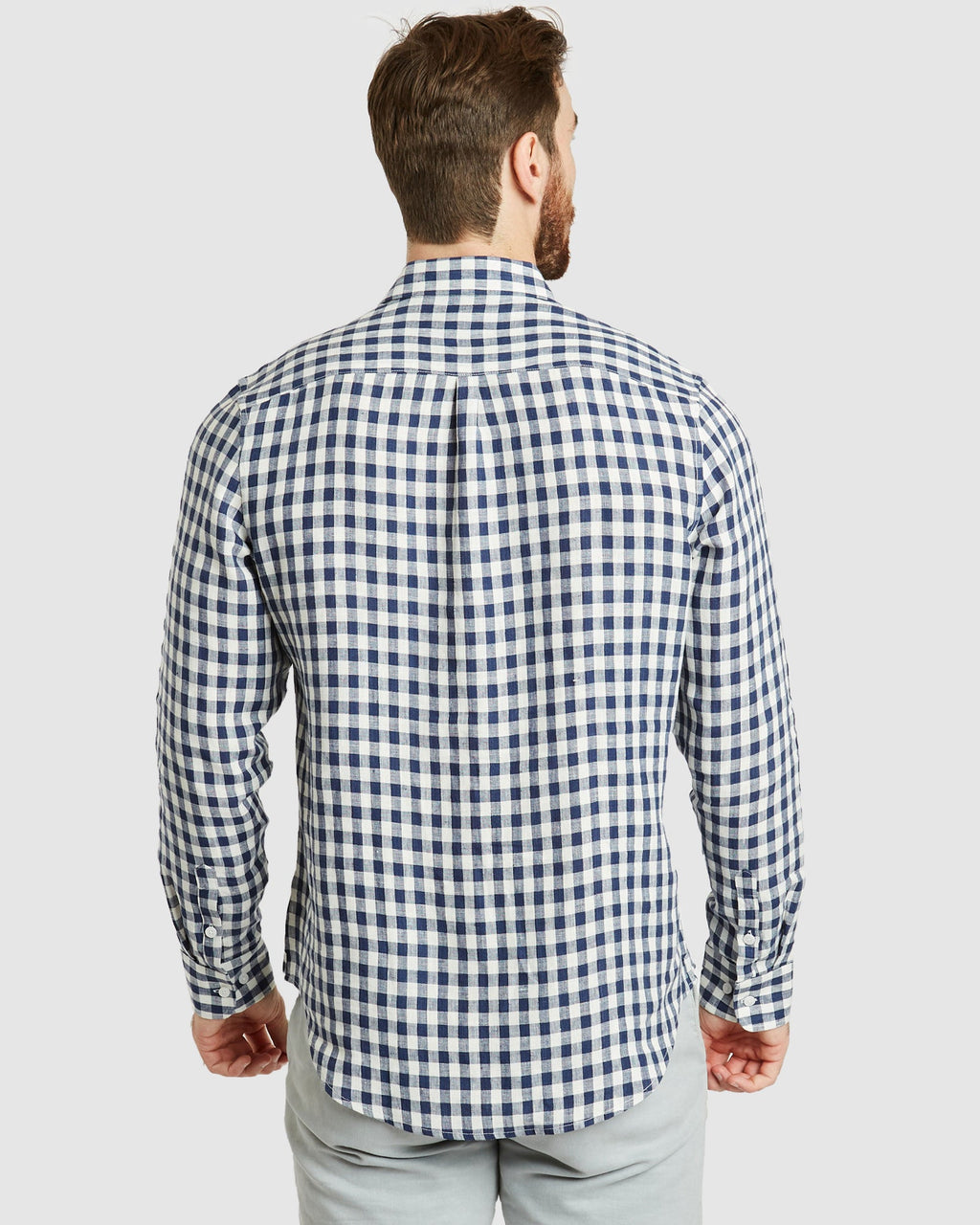 Antibes Blue Gingham Linen Shirt - Casual Fit