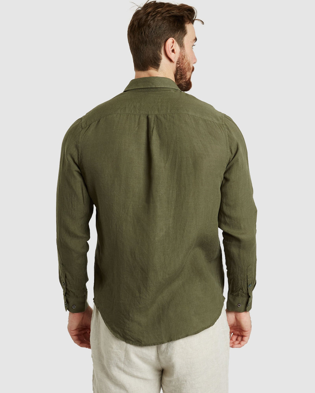 Tulum Green Linen Shirt Long Sleeve - Casual Fit