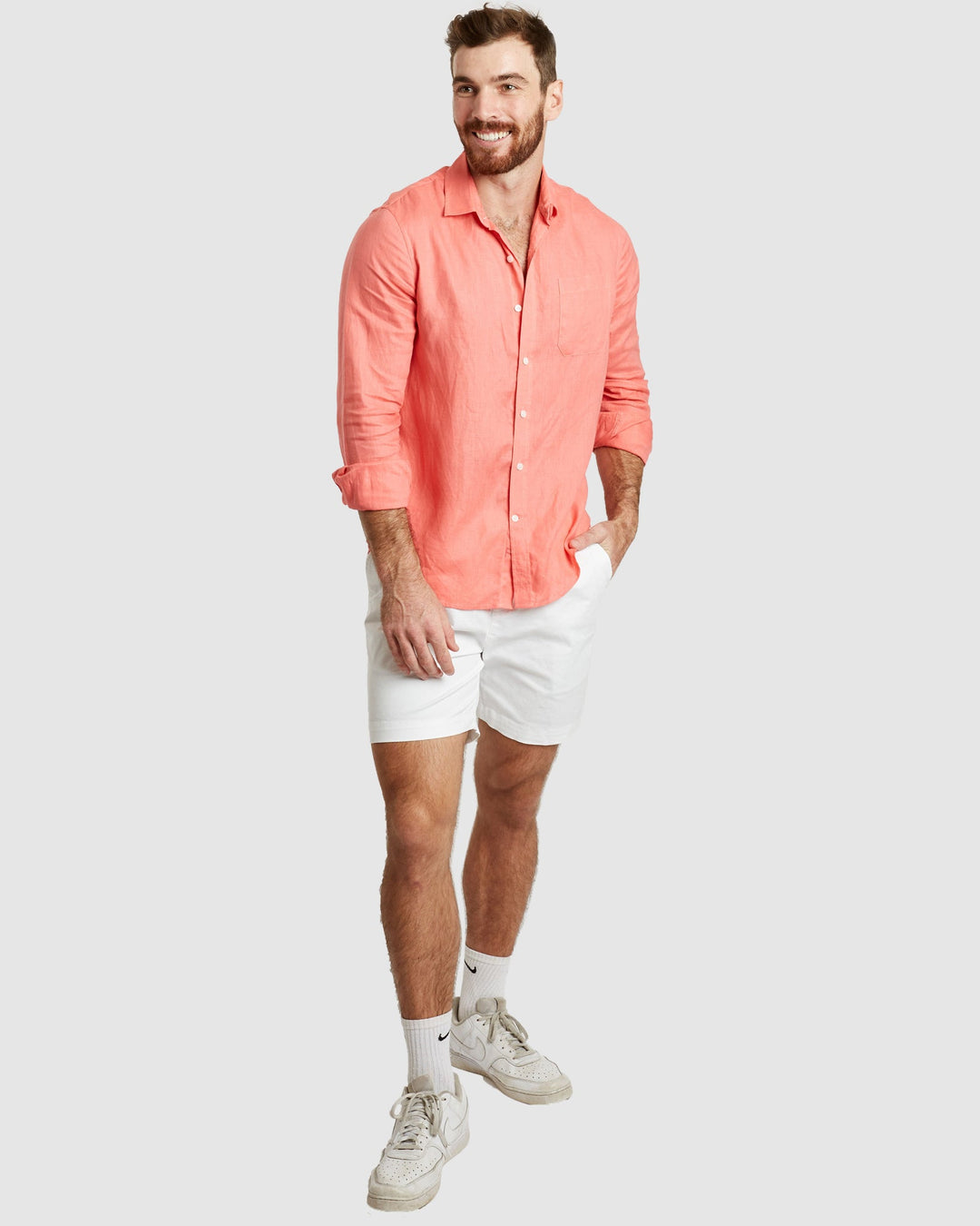 Tulum Coral LS Linen Shirt - Casual Fit
