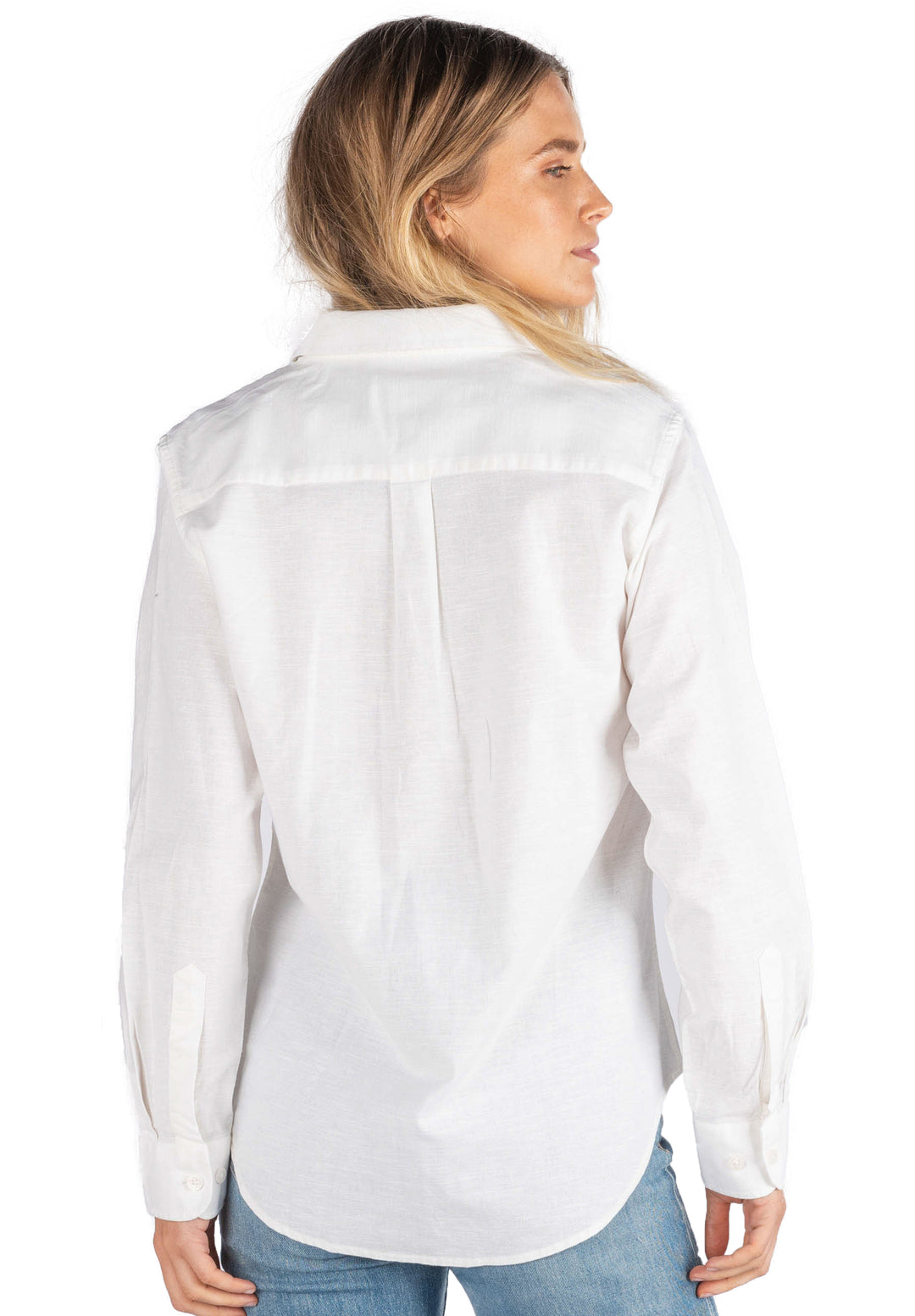 Essy White linen blend shirt