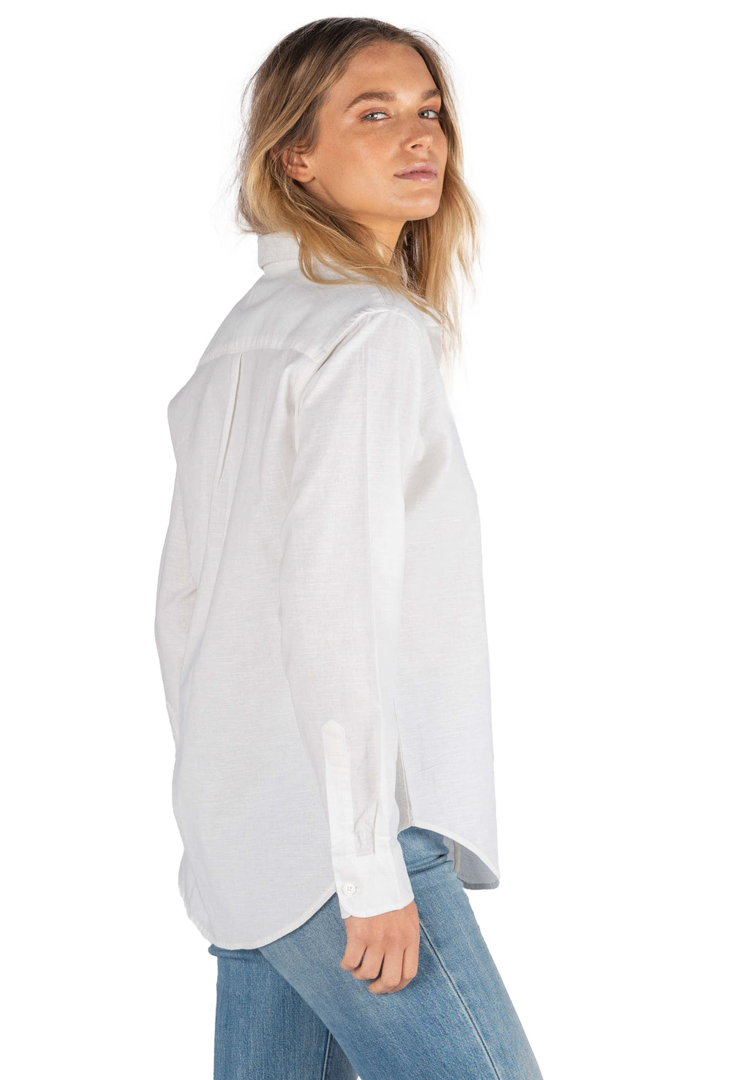 Essy White linen blend shirt