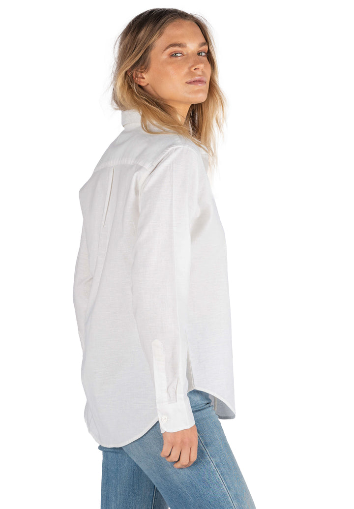 Essy White linen blend shirt