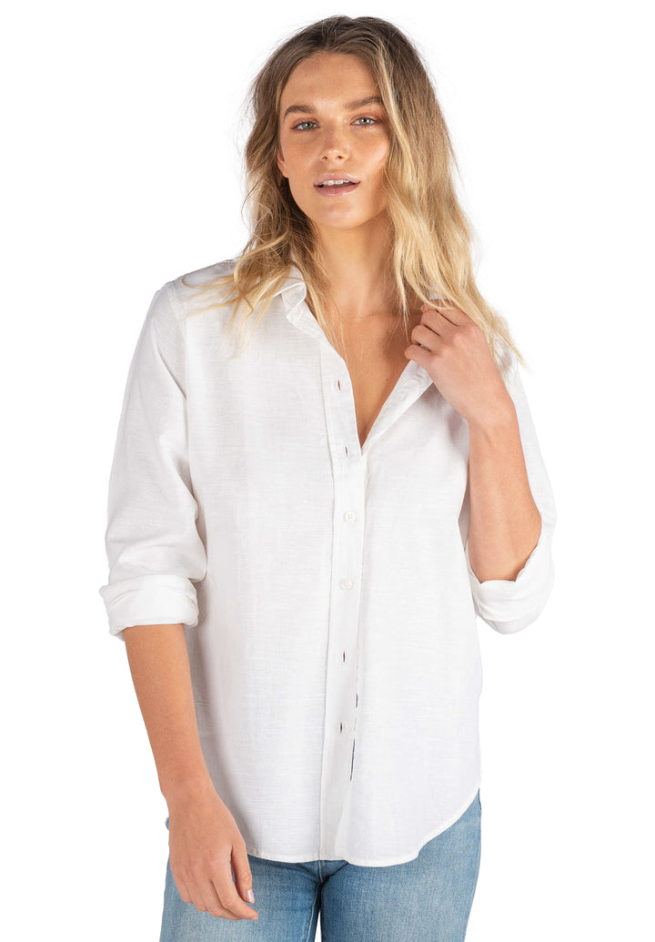 Essy White linen blend shirt