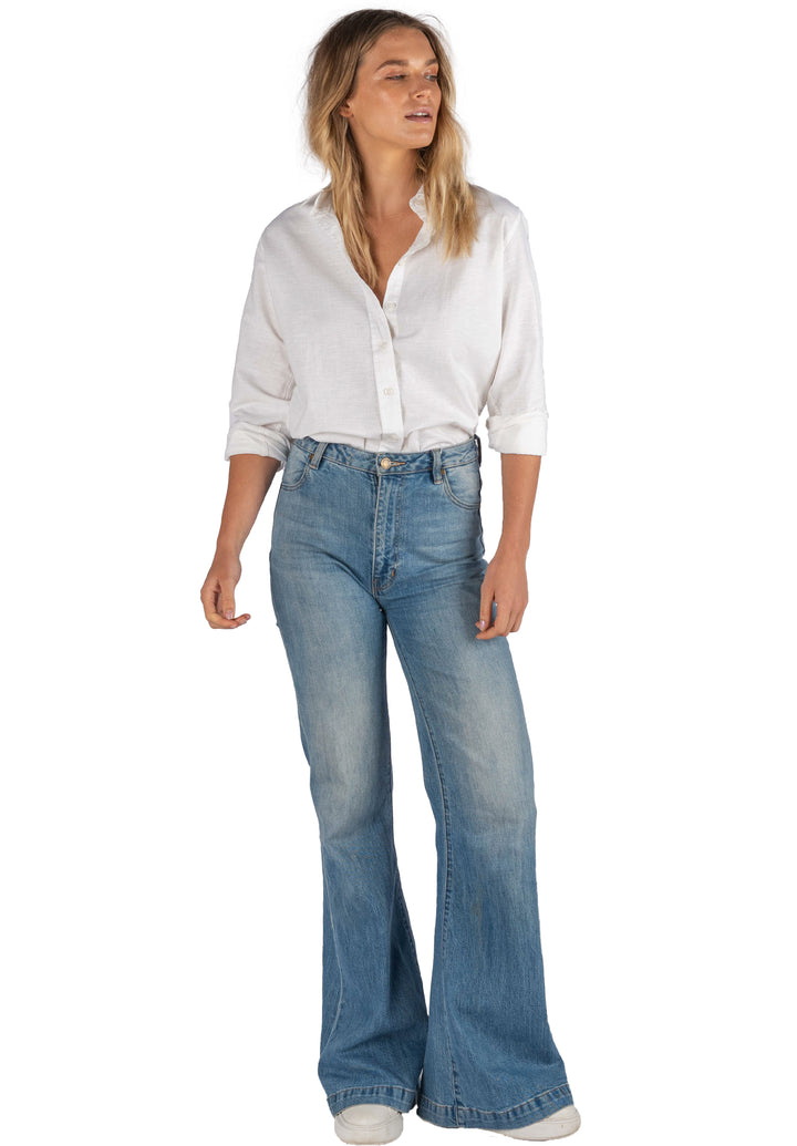 Essy White linen blend shirt
