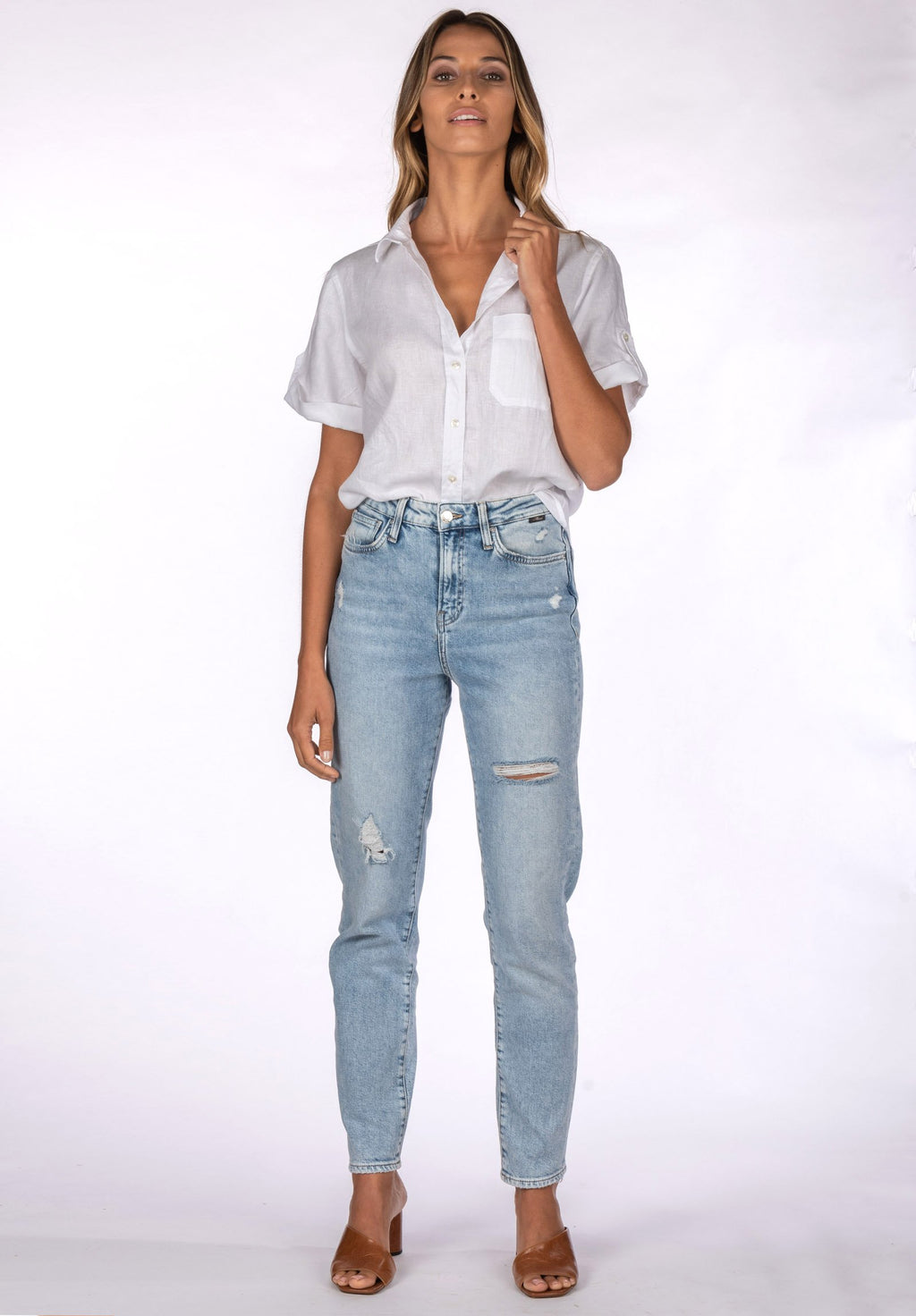 Febe Short Sleeve White, Casual Linen Camp Shirt