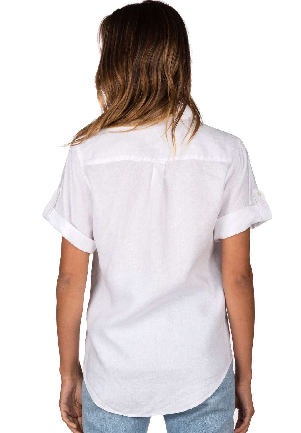 Febe Short Sleeve White, Casual Linen Camp Shirt
