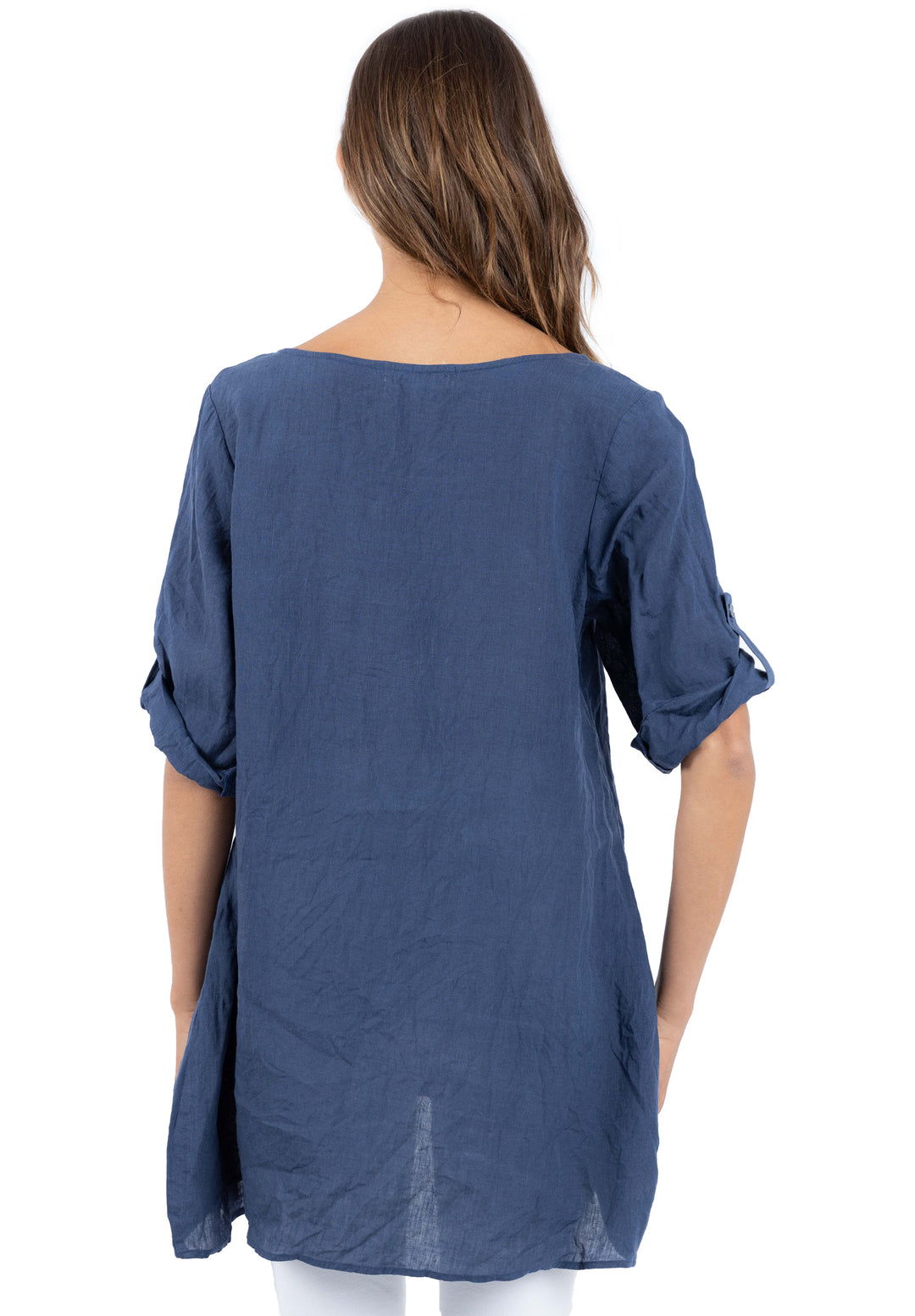 Federica Blue, Sand Washed Linen Tunic Top