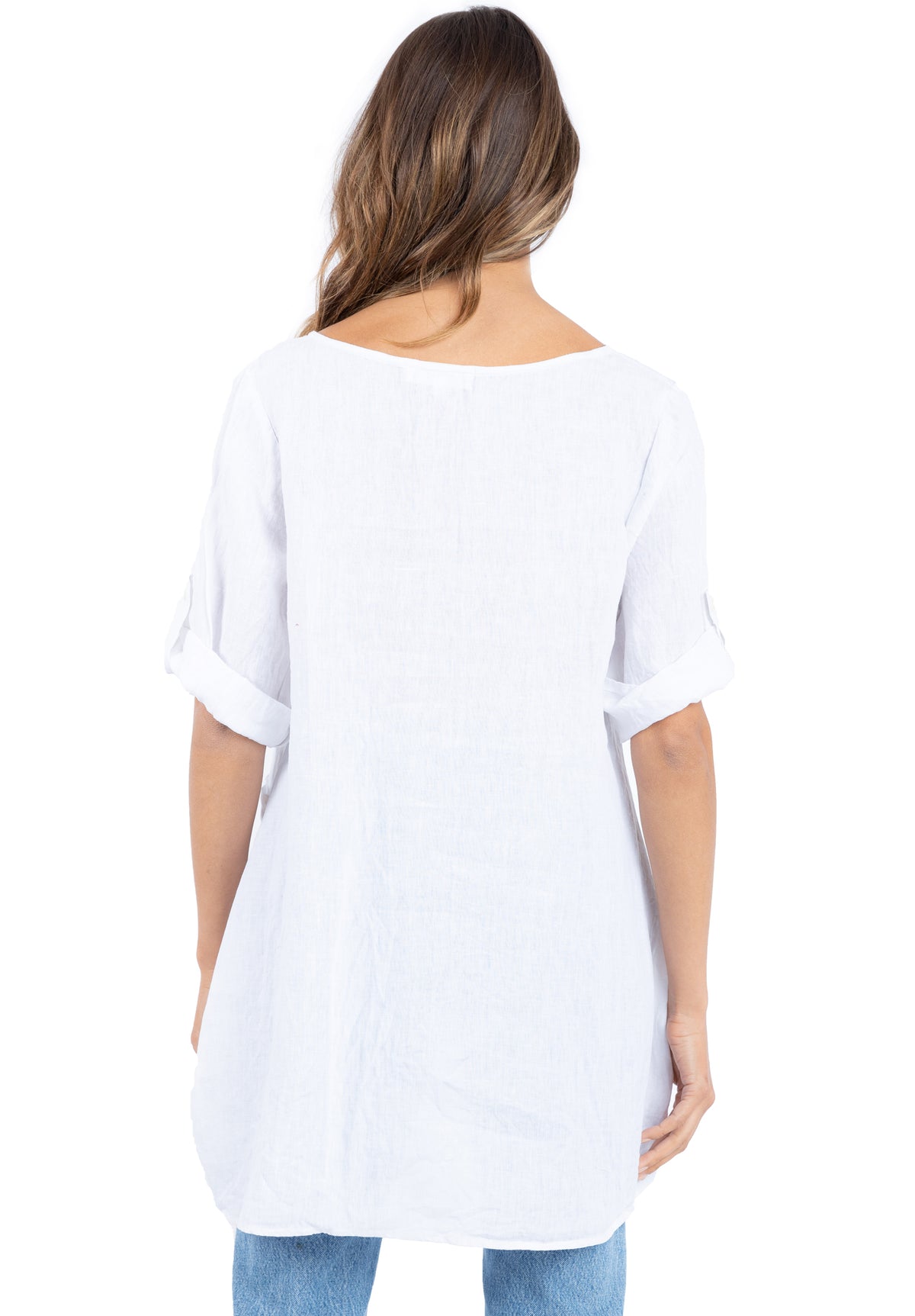 Federica White, Sand Washed Linen Tunic Top