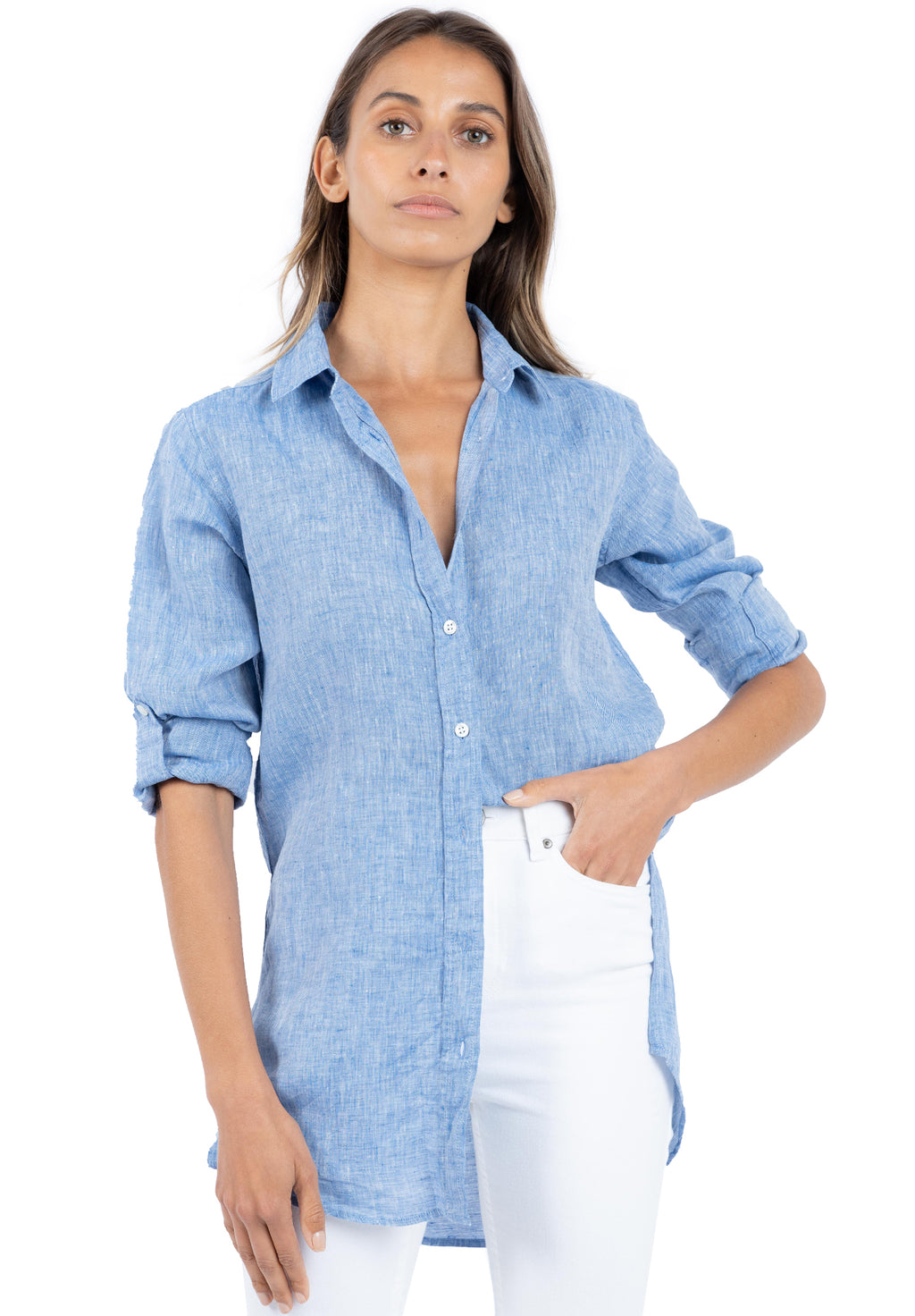 Gaia Blue Melange, Casual Linen Tunic