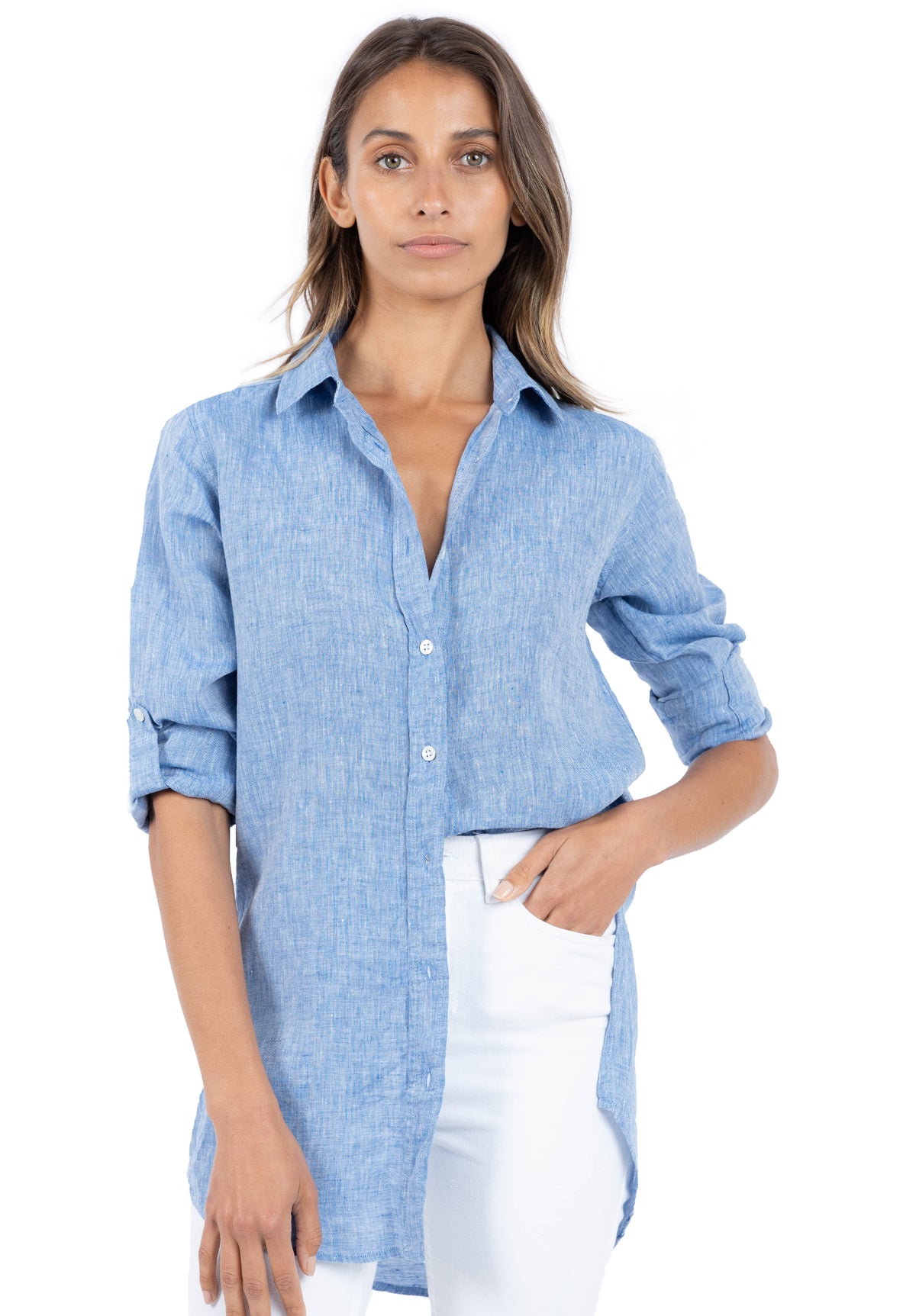 Gaia Blue Melange, Casual Linen Tunic