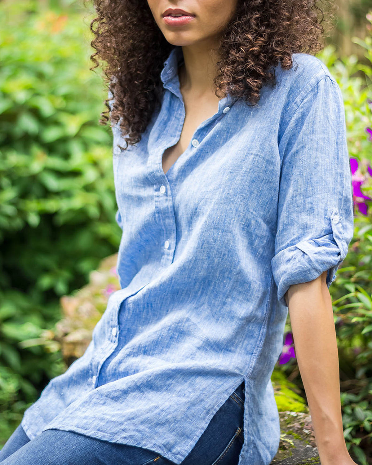 Gaia Blue Melange, Casual Linen Tunic