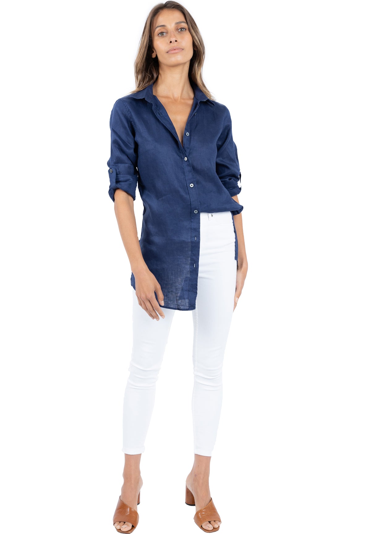 Gaia Navy Blue, Casual Linen Tunic