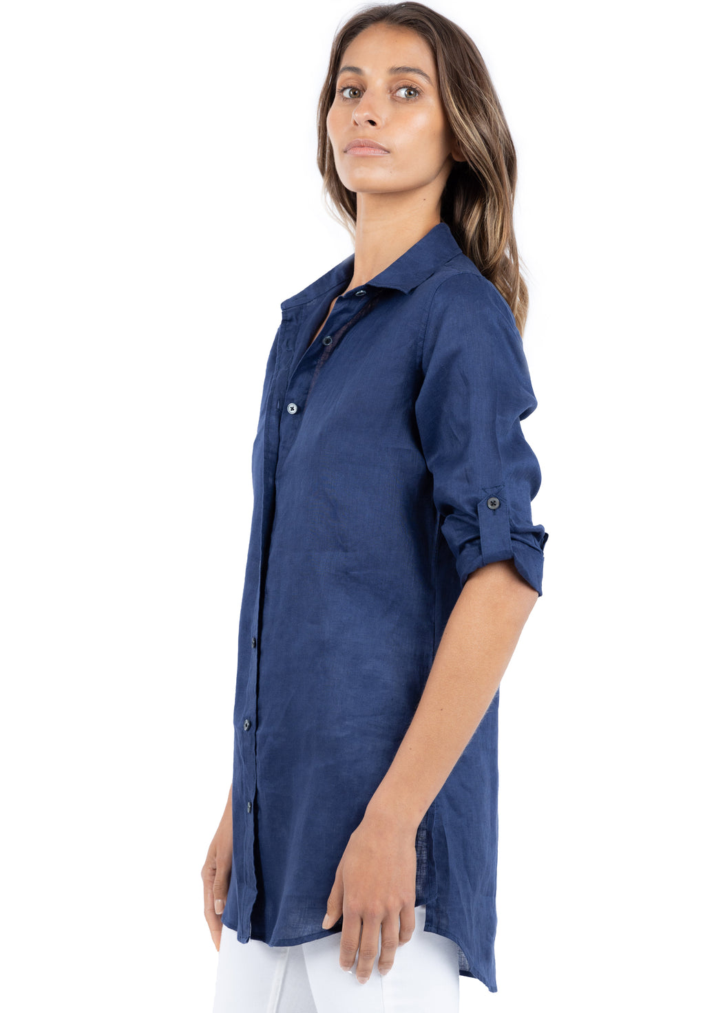 Gaia Navy Blue, Casual Linen Tunic