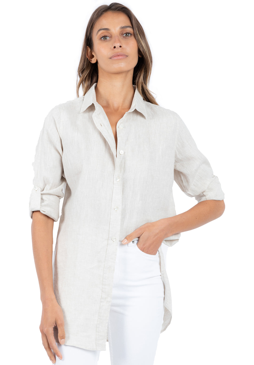 Gaia Sand, Casual Linen Tunic Long shirt