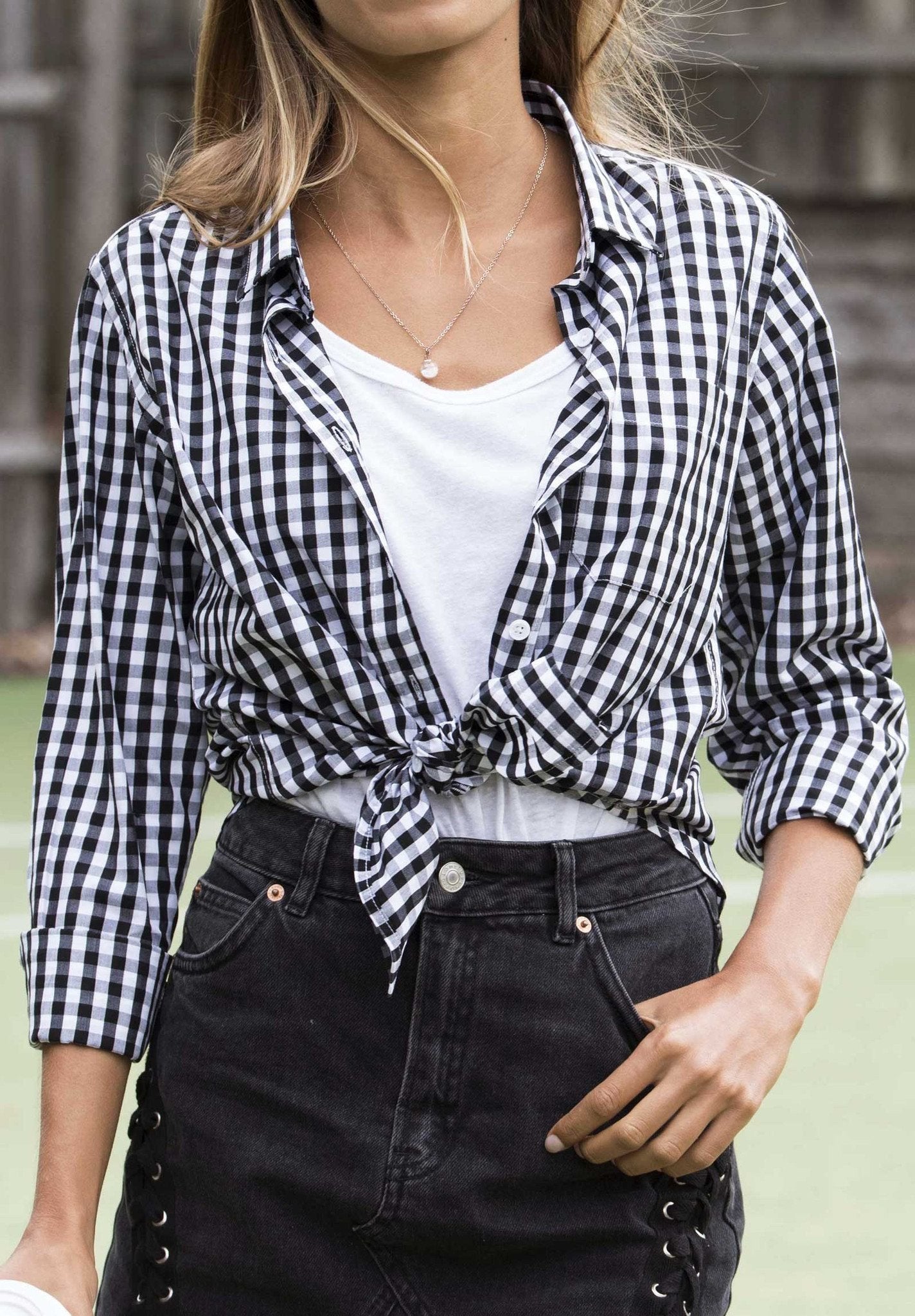 Black gingham sale shirt womens