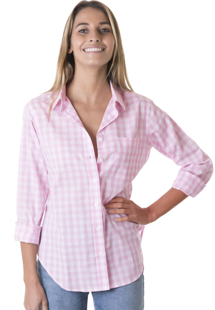 Gigi, Soft Pink Gingham Cotton Shirt