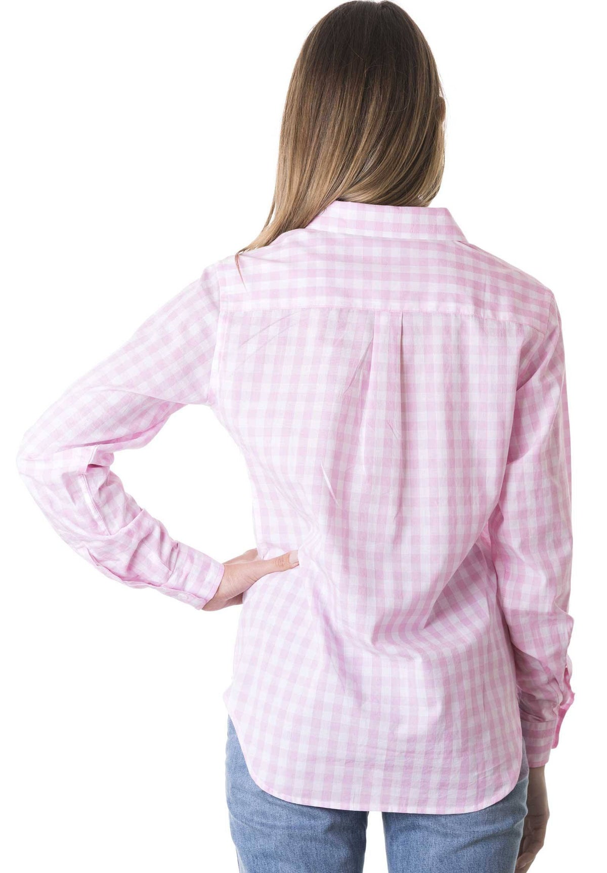 Gigi, Soft Pink Gingham Cotton Shirt