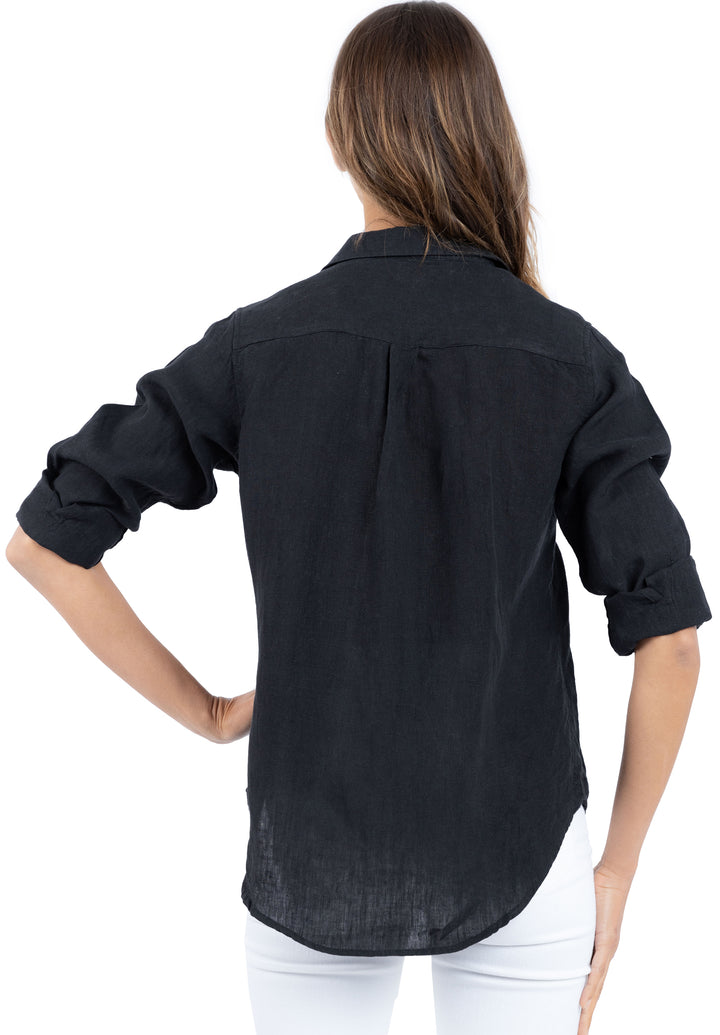 Iris Black, Relaxed Linen Shirt