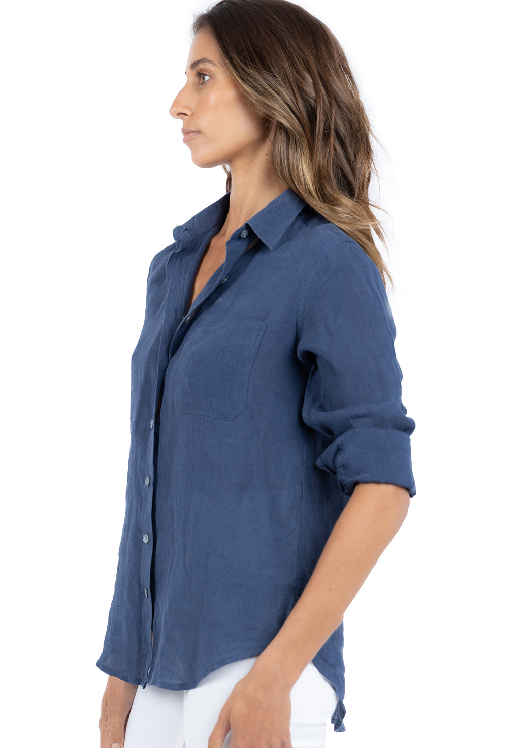 Iris Washed Blue, Relaxed Linen Shirt