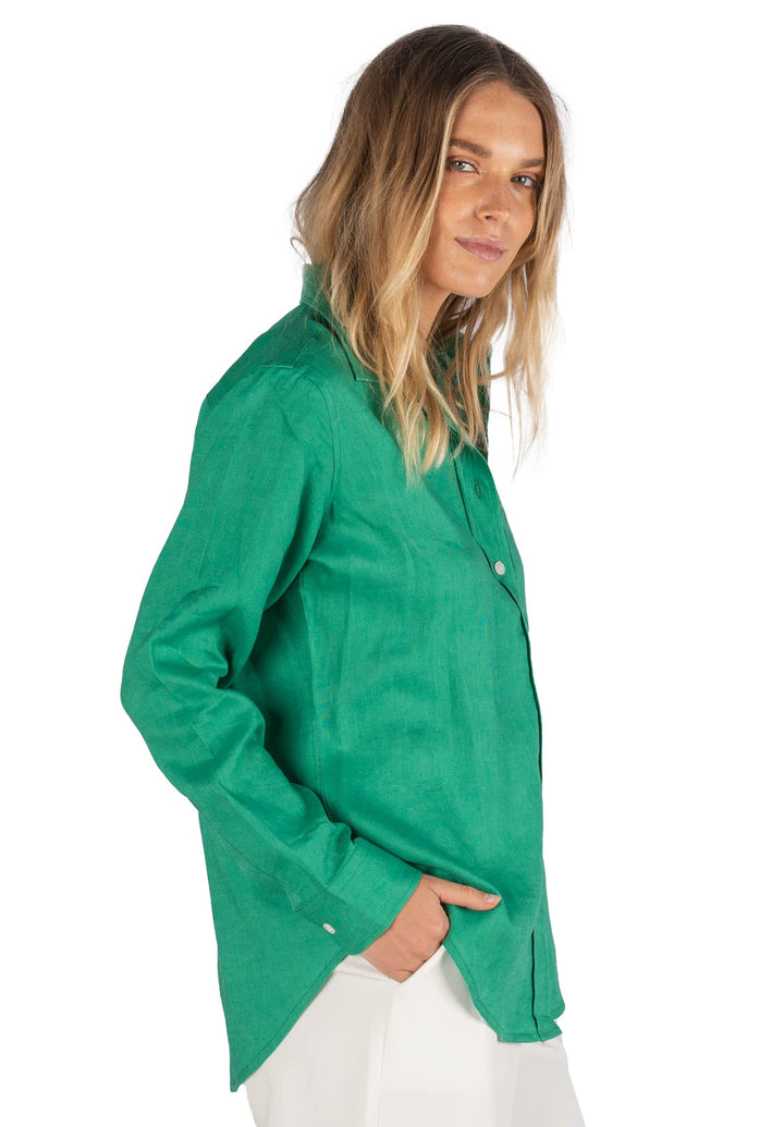 Iris Green Linen Shirt