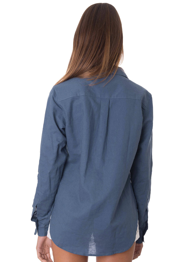 Iris Washed Blue, Relaxed Linen Shirt
