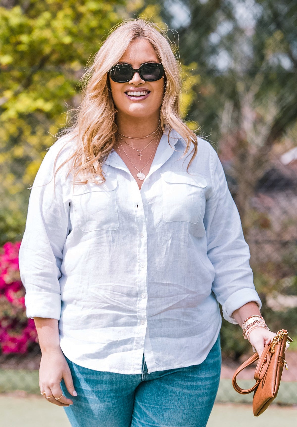 Lete White, Relaxed Linen Shirt with Pockets