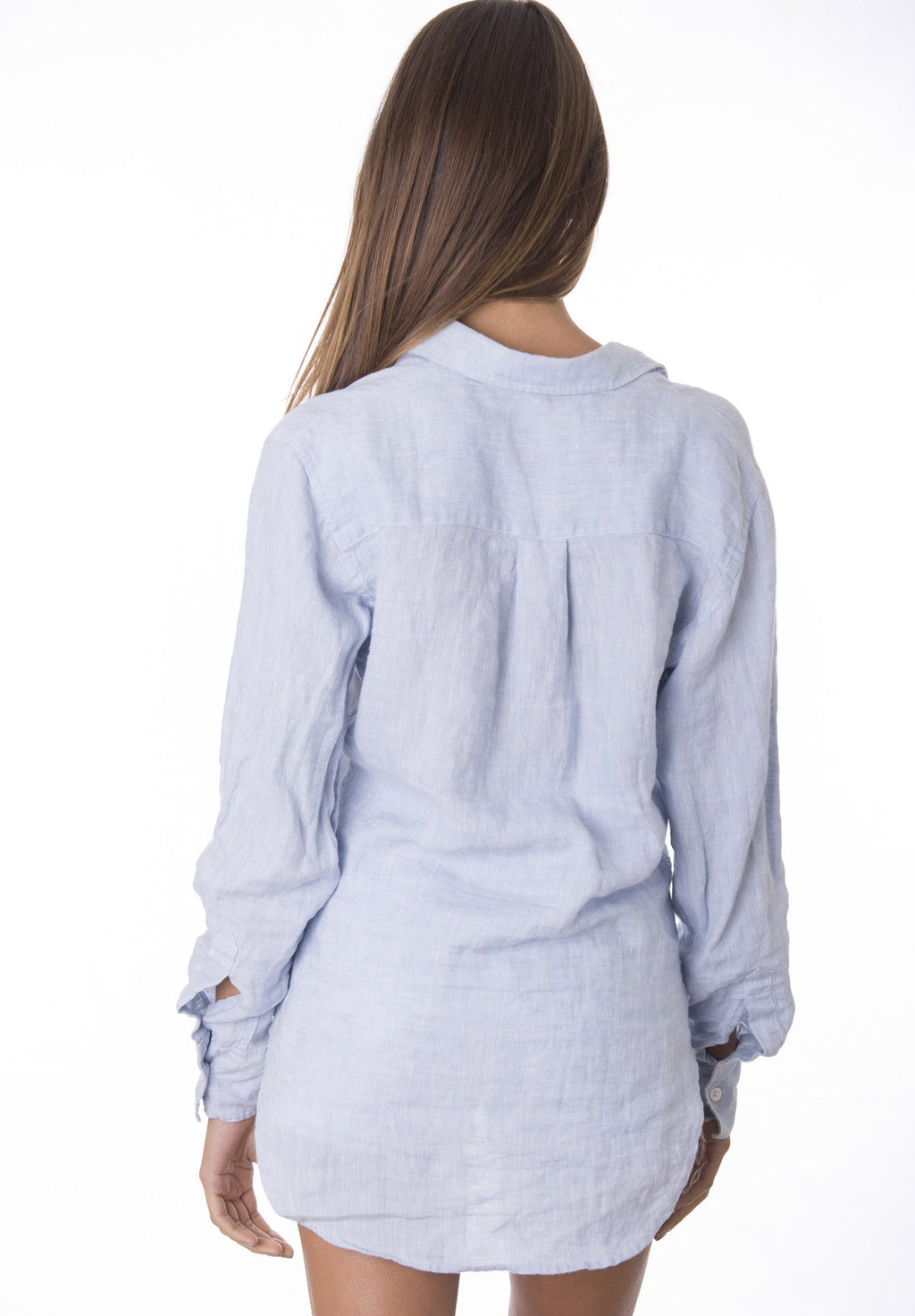 Lina Azure Melange, Crushed Linen Shirt
