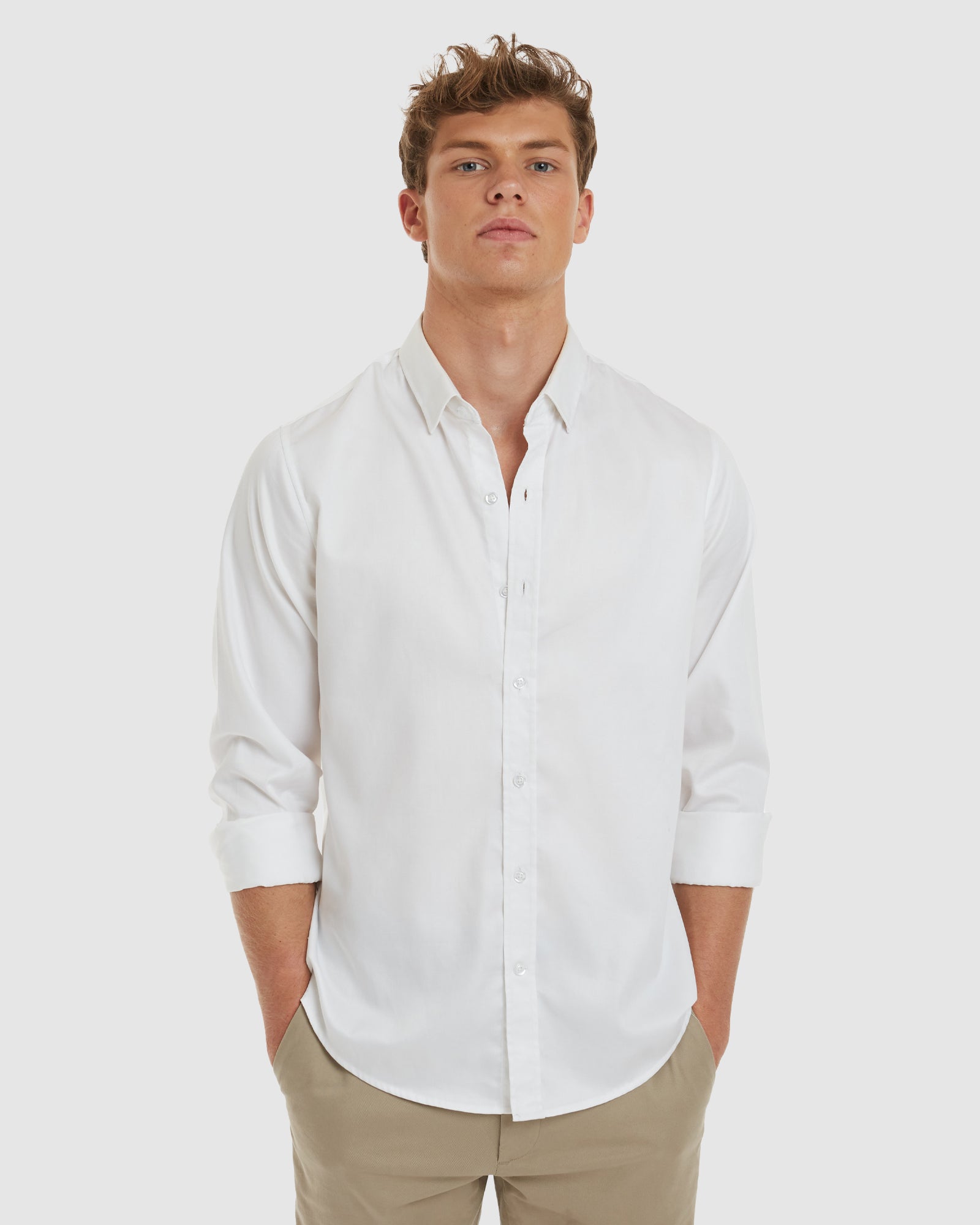 London-Slim Formal White Non Iron Cotton Shirt – CAMIXA