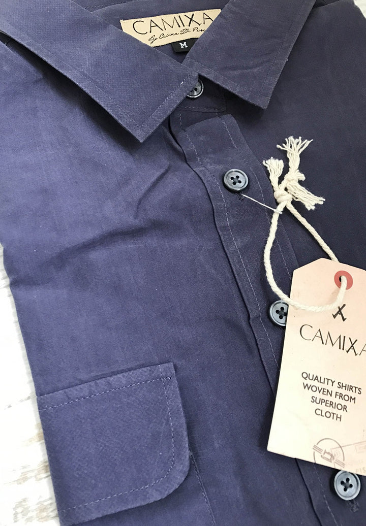 Lete Silk Blue, Sand Washed Shirt with pockets