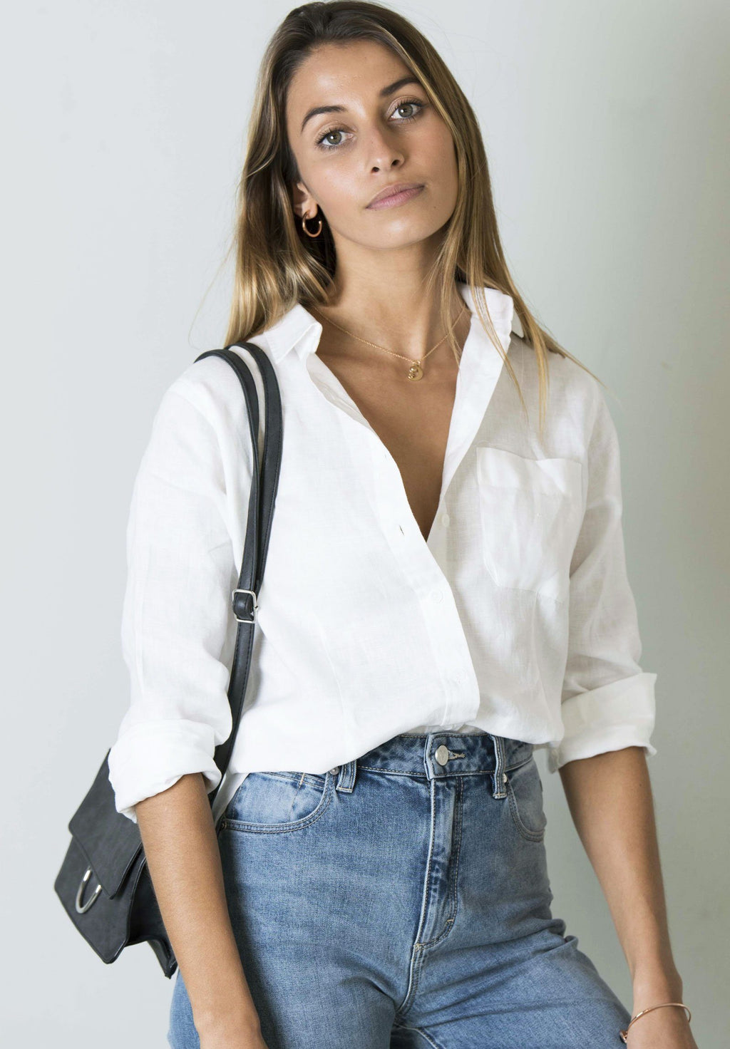 Lina White, Crushed Linen Shirt