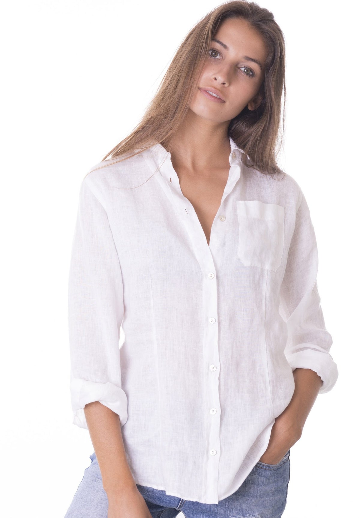 Lina White, Crushed Linen Shirt