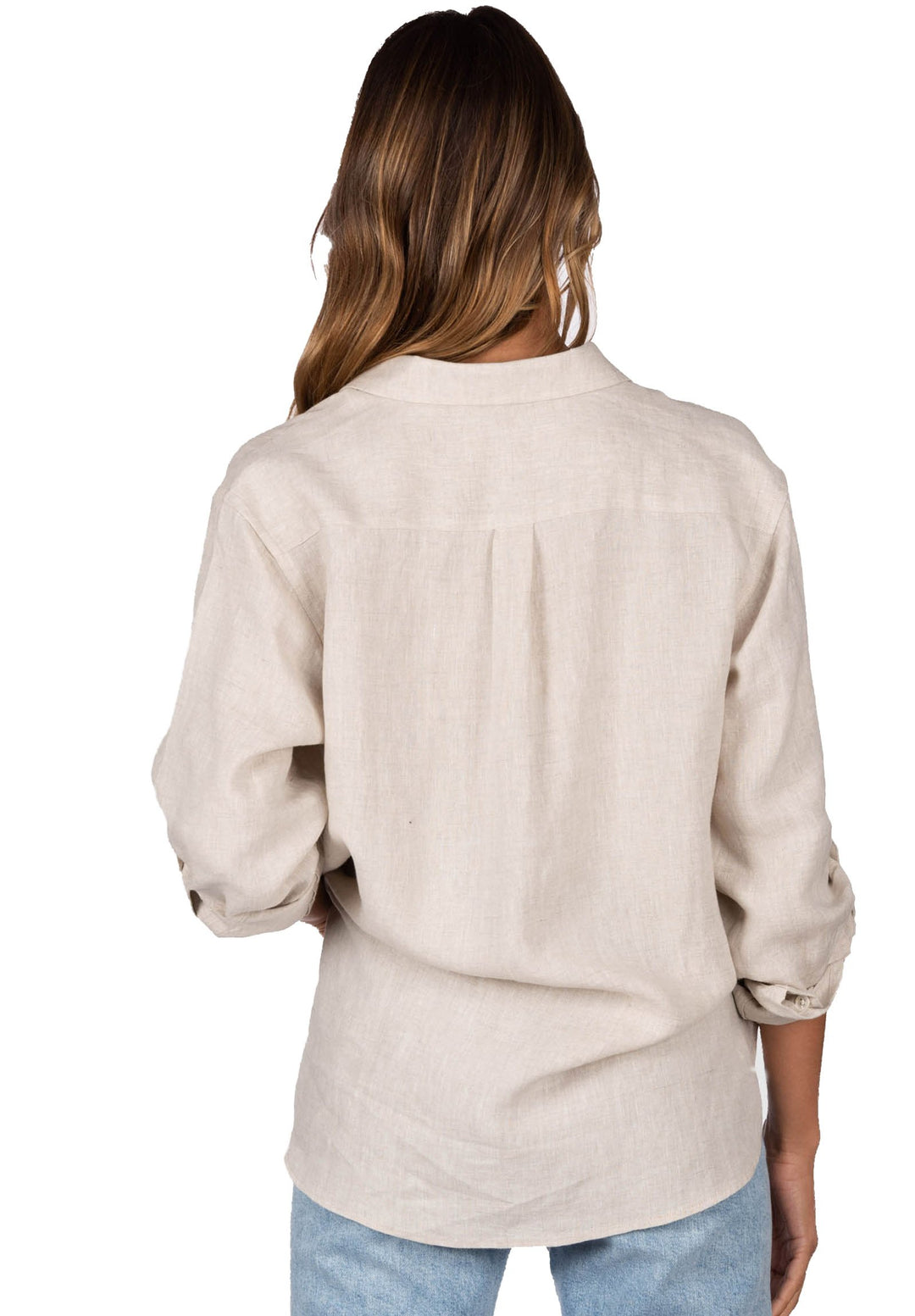 Luna Oat Oversized Linen Shirt with Pockets