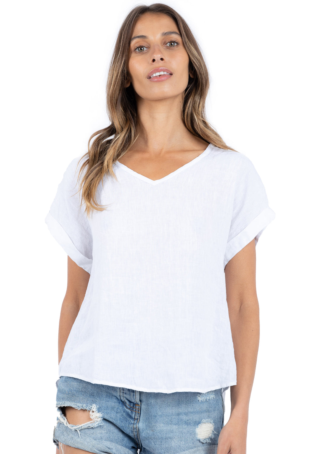 Martina White, Sand Washed Linen T-Shirt